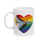 Love is love inclusive flag pride heart on mug